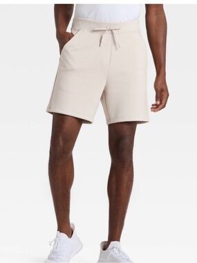 NWT Men’s Beige Shorts All In Motion Size M 7” Inseam Drawstring Athletic